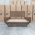 The Santos Messmate Timber Queen Floating Bedframe - Aussie Smoke available to purchase from Warehouse Furniture Clearance at our next sale event.