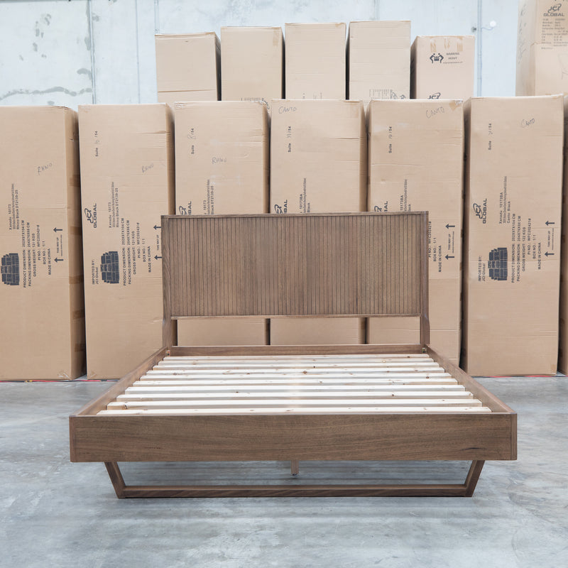 The Santos Messmate Timber Queen Floating Bedframe - Aussie Smoke