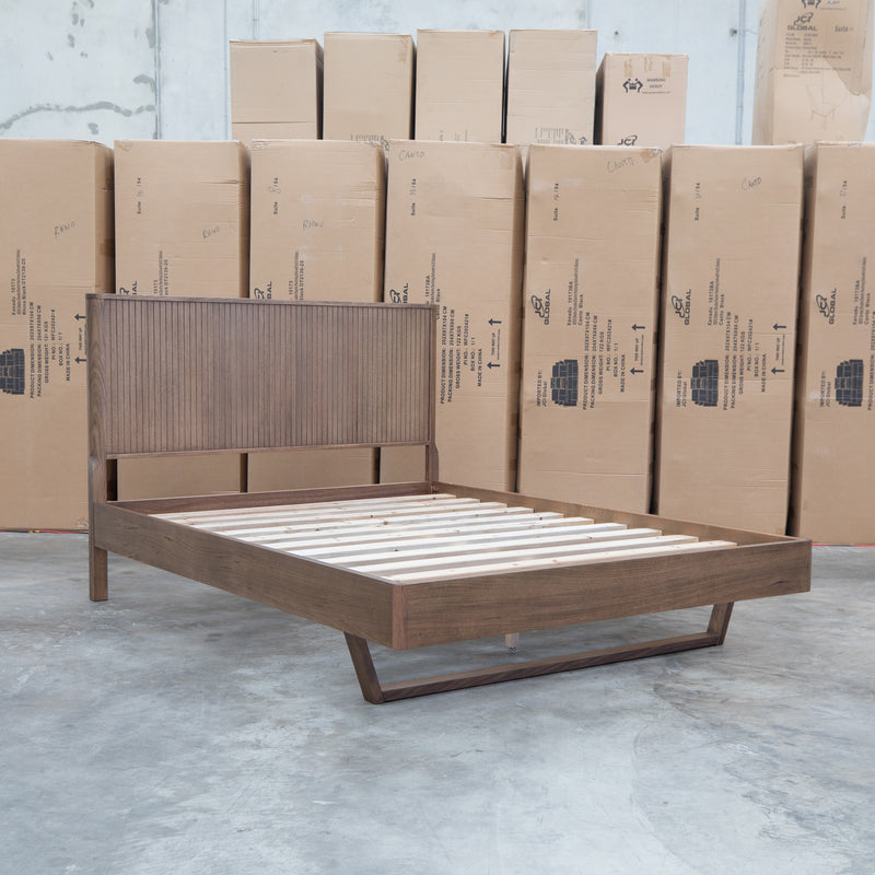 The Santos Messmate Timber Queen Floating Bedframe - Aussie Smoke