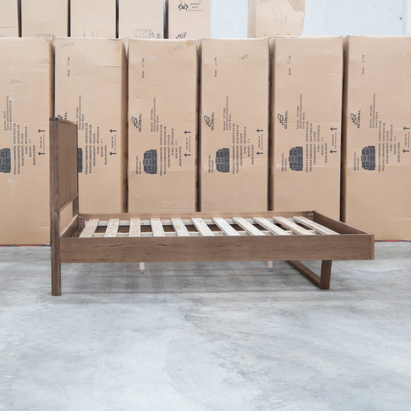 The Santos Messmate Timber Queen Floating Bedframe - Aussie Smoke