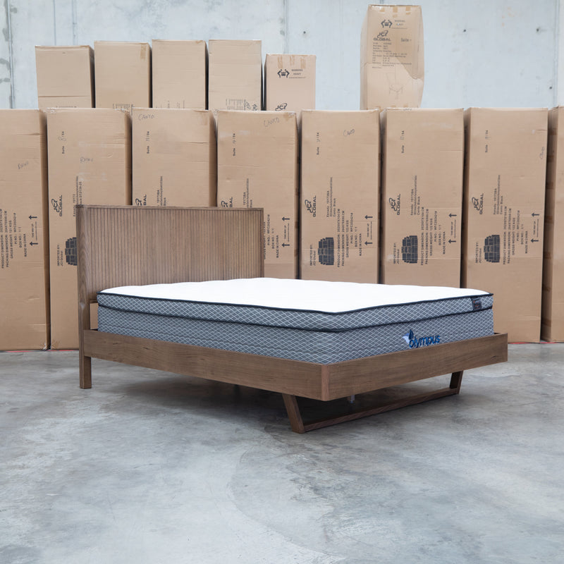 The Santos Messmate Timber Queen Floating Bedframe - Aussie Smoke