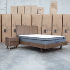 The Santos Messmate Timber Queen Floating Bedframe - Aussie Smoke available to purchase from Warehouse Furniture Clearance at our next sale event.