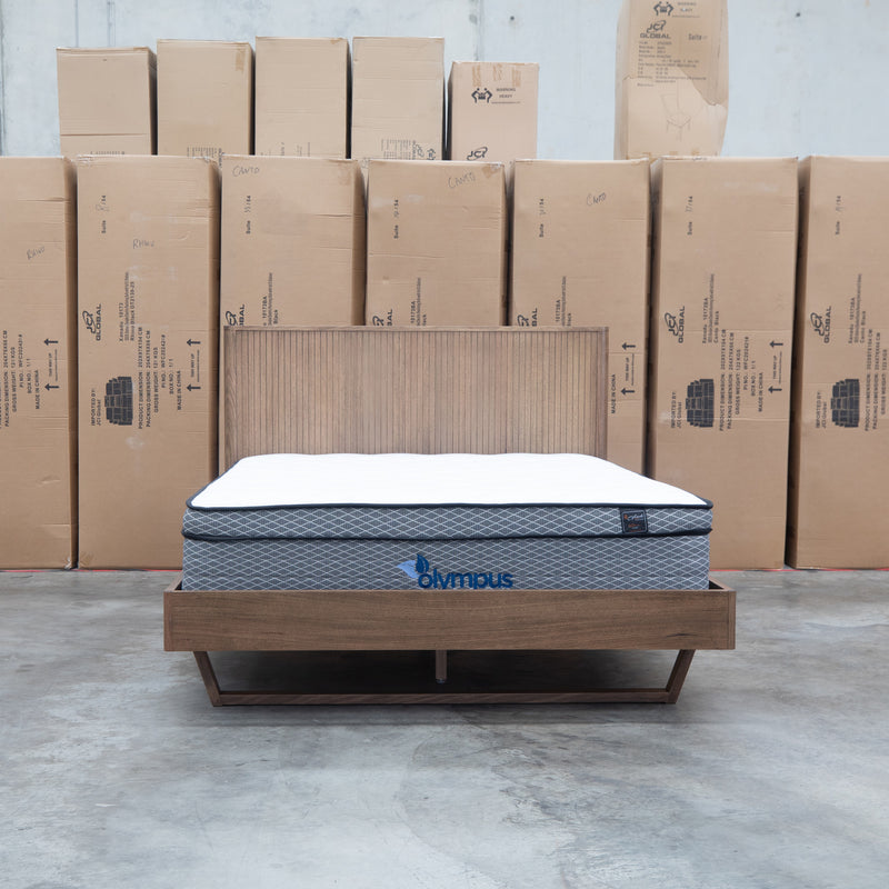 The Santos Messmate Timber Queen Floating Bedframe - Aussie Smoke