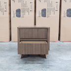 The Santos Messmate Two Drawer Bedside - Aussie Smoke available to purchase from Warehouse Furniture Clearance at our next sale event.