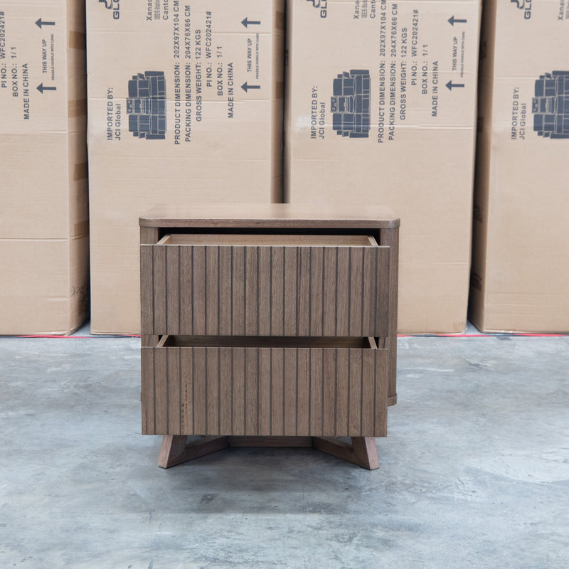 The Santos Messmate Two Drawer Bedside - Aussie Smoke