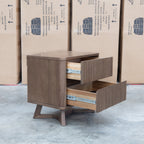 The Santos Messmate Two Drawer Bedside - Aussie Smoke available to purchase from Warehouse Furniture Clearance at our next sale event.