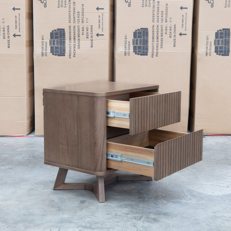 The Santos Messmate Two Drawer Bedside - Aussie Smoke