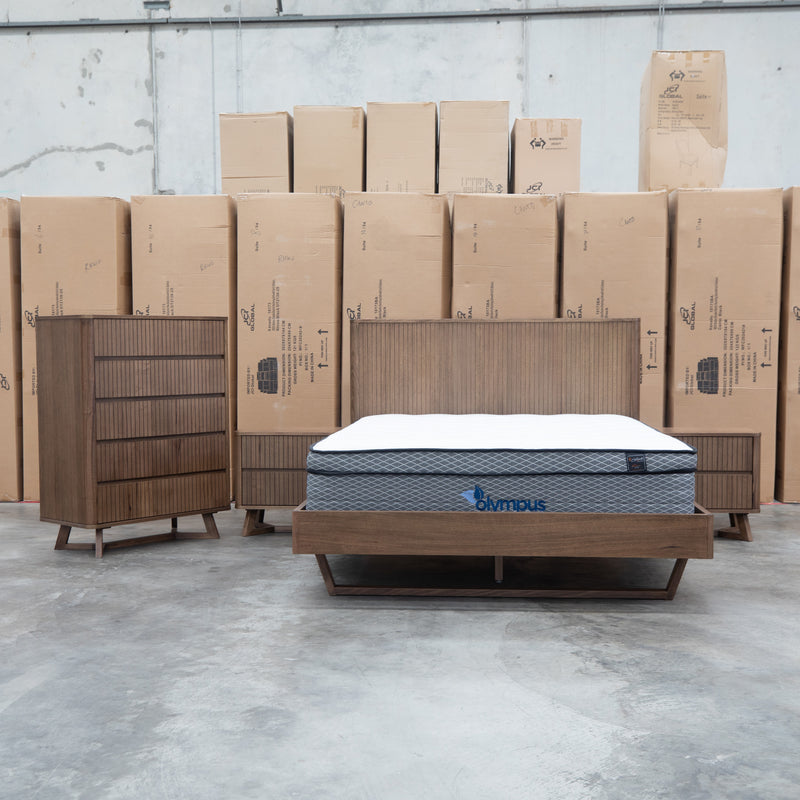 The Santos Messmate Timber Queen Floating Bedframe - Aussie Smoke