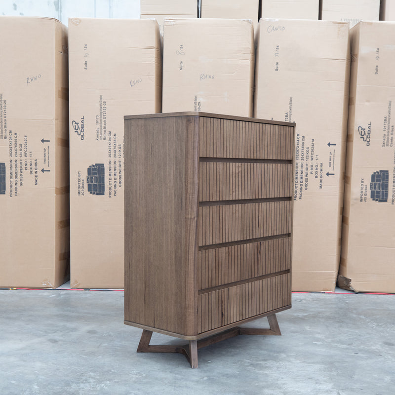 The Santos Messmate Five Drawer Tallboy - Aussie Smoke