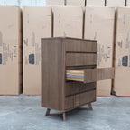 The Santos Messmate Five Drawer Tallboy - Aussie Smoke - Available After 28th August available to purchase from Warehouse Furniture Clearance at our next sale event.