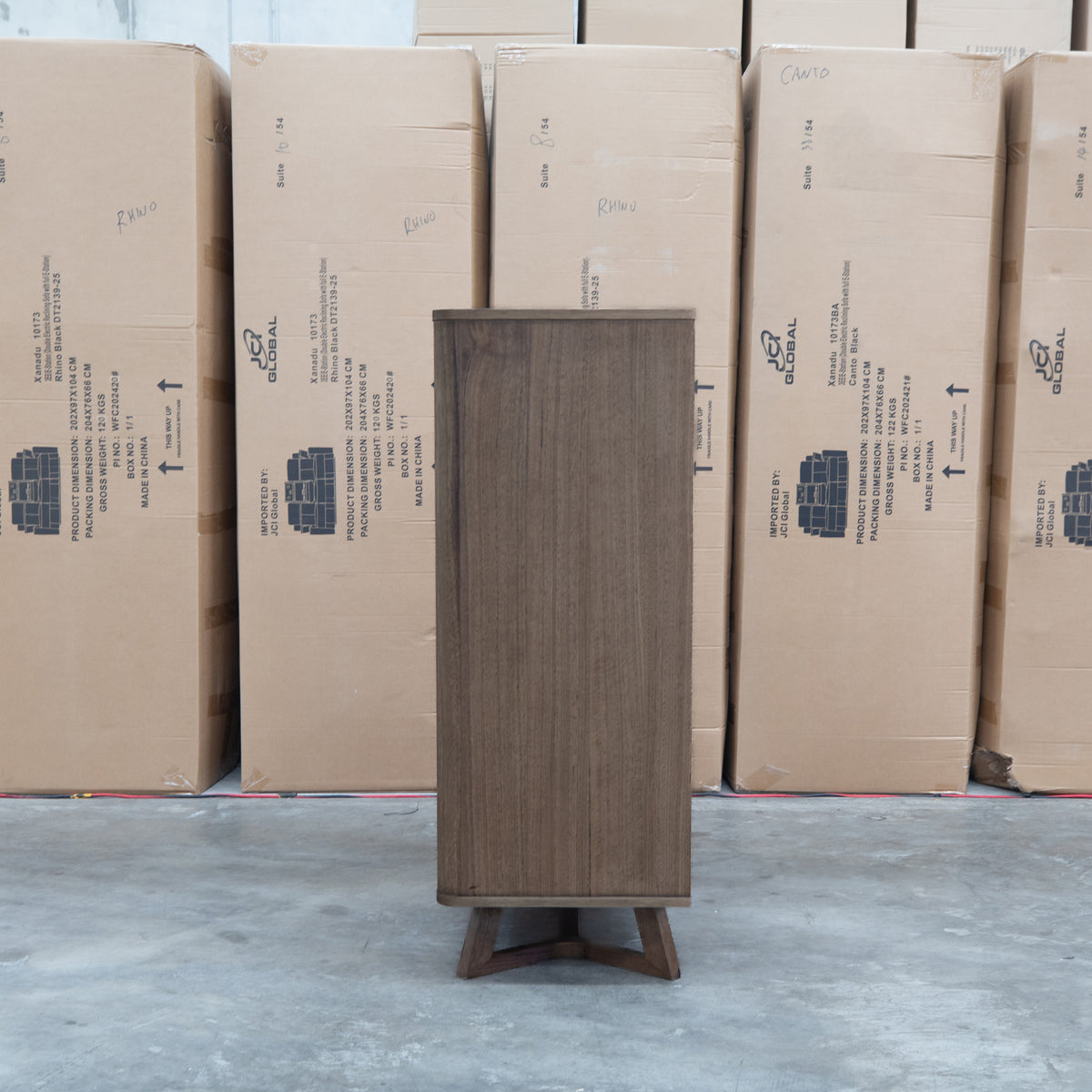 The Santos Messmate Five Drawer Tallboy - Aussie Smoke - Available After 28th August available to purchase from Warehouse Furniture Clearance at our next sale event.