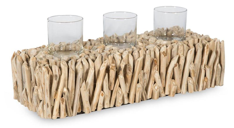 The Semarang Teak Branch 3 Candle Holder - Natural - CM04 - Available In-Store Only available to purchase from Warehouse Furniture Clearance at our next sale event.