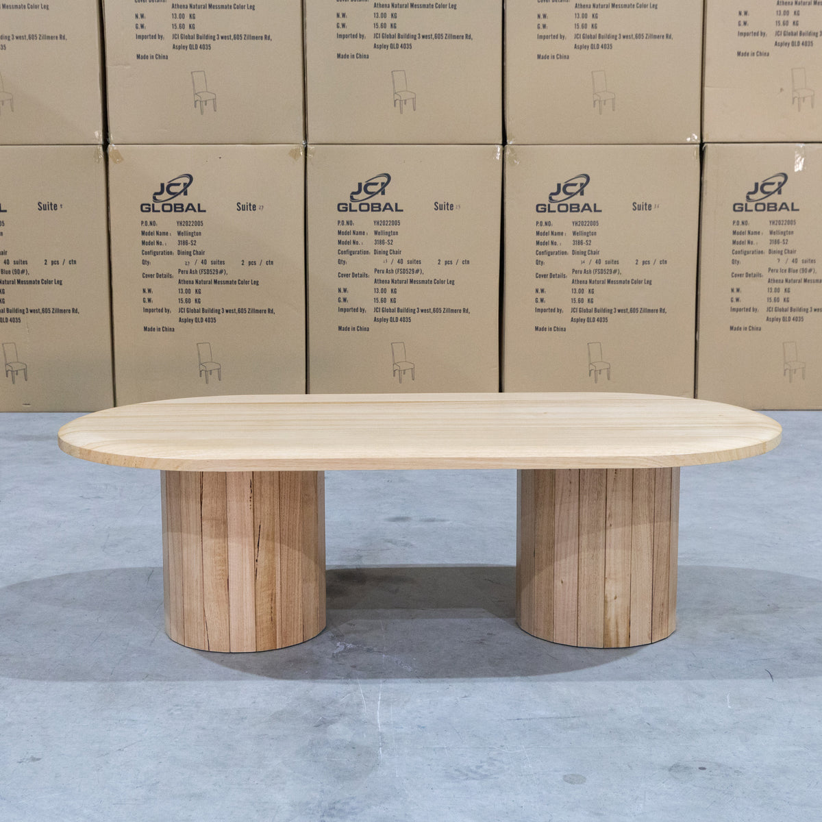 The Semillon New Zealand Ash Oval Coffee Table - Natural available to purchase from Warehouse Furniture Clearance at our next sale event.