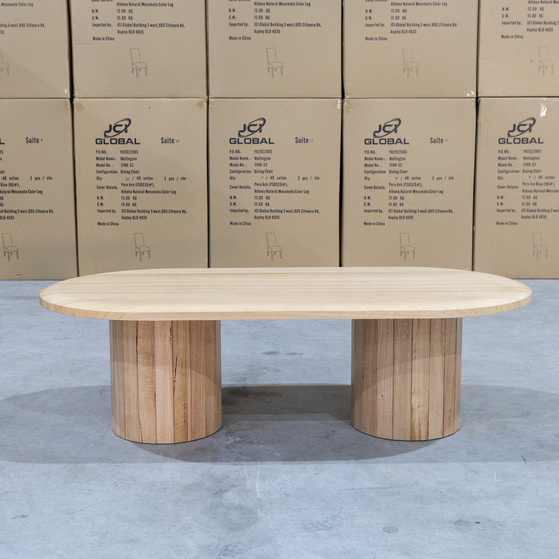 The Semillon New Zealand Ash Oval Coffee Table - Natural available to purchase from Warehouse Furniture Clearance at our next sale event.
