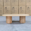 The Semillon New Zealand Ash Oval Coffee Table - Natural available to purchase from Warehouse Furniture Clearance at our next sale event.