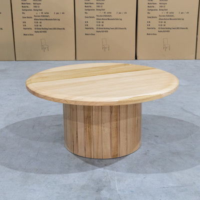 The Semillon New Zealand Ash Round Coffee Table - Natural available to purchase from Warehouse Furniture Clearance at our next sale event.