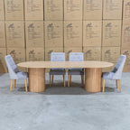 The Semillon 270cm New Zealand Ash Oval Dining Table - Natural available to purchase from Warehouse Furniture Clearance at our next sale event.