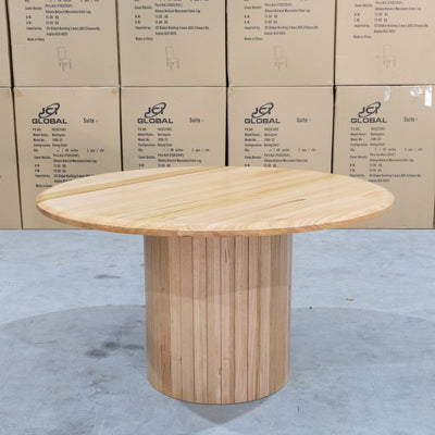 The Semillon New Zealand Ash 135cm Round Dining Table - Natural available to purchase from Warehouse Furniture Clearance at our next sale event.