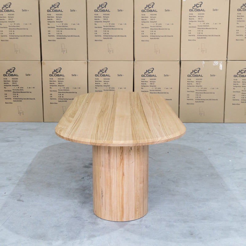 The Semillon 240cm New Zealand Ash Oval Dining Table - Natural available to purchase from Warehouse Furniture Clearance at our next sale event.