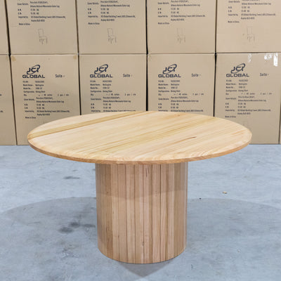 The Semillon New Zealand Ash 135cm Round Dining Table - Natural available to purchase from Warehouse Furniture Clearance at our next sale event.