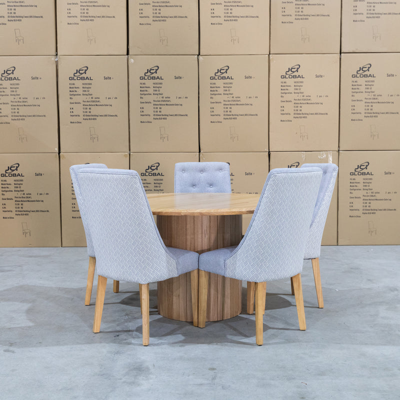 The Semillon New Zealand Ash 135cm Round Dining Table available to purchase from Warehouse Furniture Clearance at our next sale event.