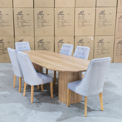 The Semillon 270cm New Zealand Ash Oval Dining Table - Natural available to purchase from Warehouse Furniture Clearance at our next sale event.