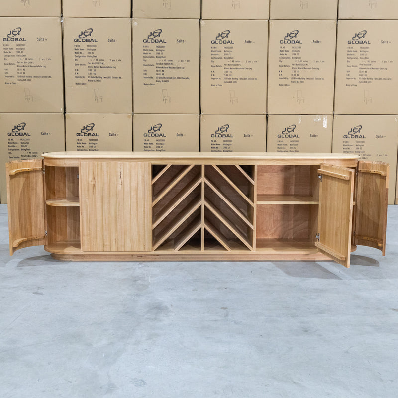 The Semillon New Zealand Ash Buffet with Wine Storage - Natural available to purchase from Warehouse Furniture Clearance at our next sale event.