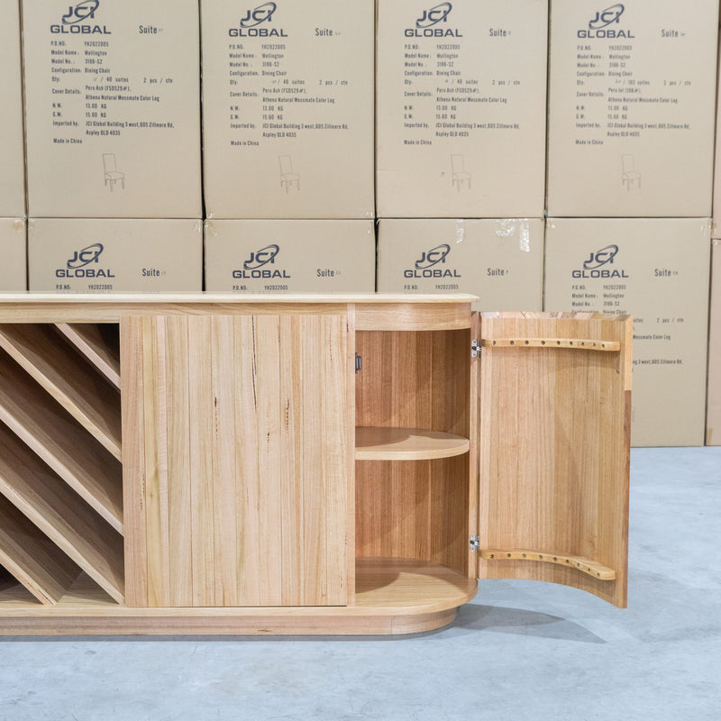The Semillon New Zealand Ash Buffet with Wine Storage - Natural available to purchase from Warehouse Furniture Clearance at our next sale event.
