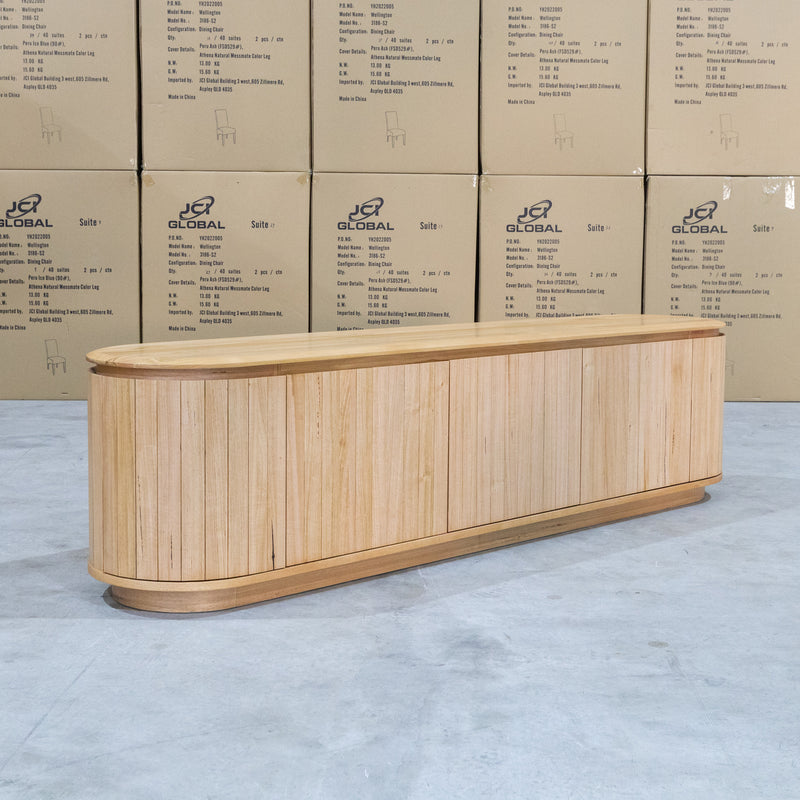 The Semillon New Zealand Ash 5 Door Entertainment Unit - Natural available to purchase from Warehouse Furniture Clearance at our next sale event.