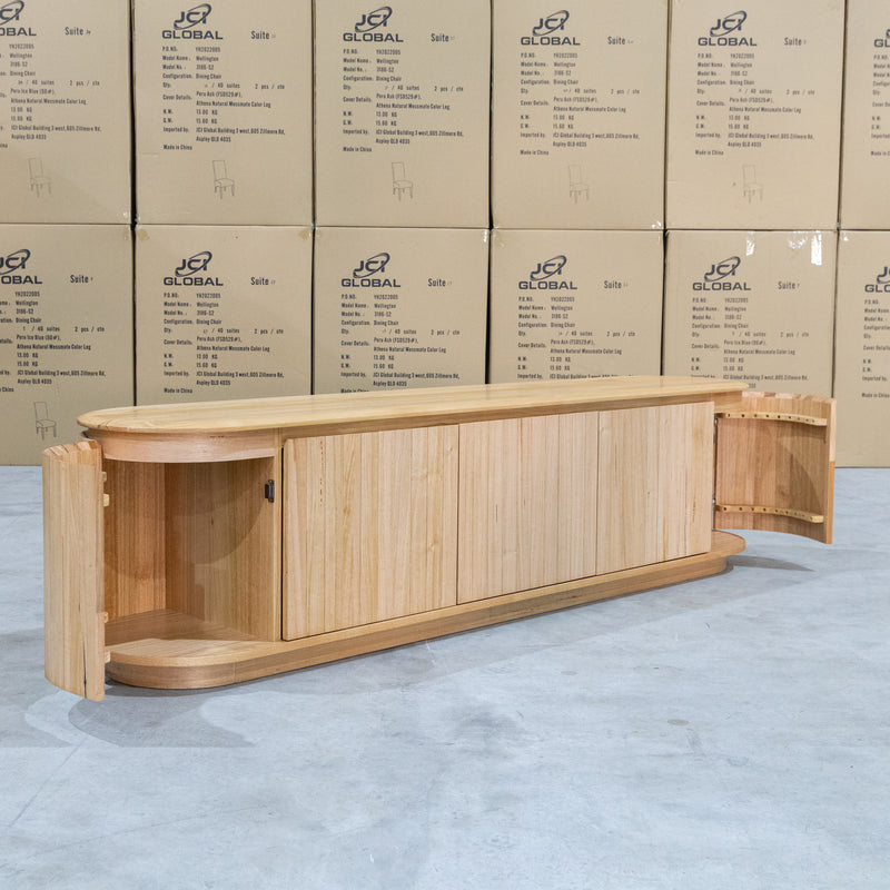 The Semillon New Zealand Ash 5 Door Entertainment Unit - Natural available to purchase from Warehouse Furniture Clearance at our next sale event.