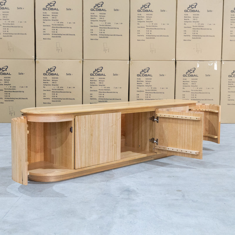 The Semillon New Zealand Ash 5 Door Entertainment Unit - Natural available to purchase from Warehouse Furniture Clearance at our next sale event.