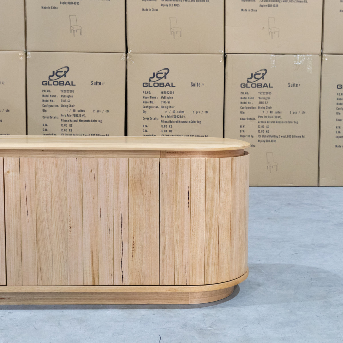 The Semillon New Zealand Ash 5 Door Entertainment Unit - Natural available to purchase from Warehouse Furniture Clearance at our next sale event.