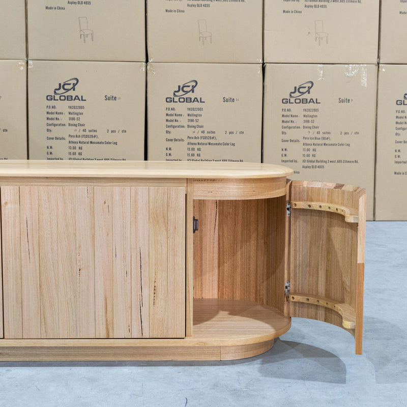 The Semillon New Zealand Ash 5 Door Entertainment Unit - Natural available to purchase from Warehouse Furniture Clearance at our next sale event.