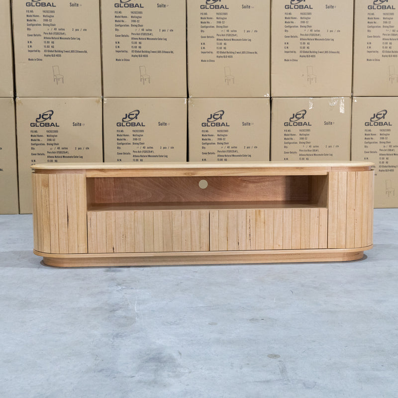 The Semillon New Zealand Ash 2 Drawer Entertainment Unit - Natural available to purchase from Warehouse Furniture Clearance at our next sale event.