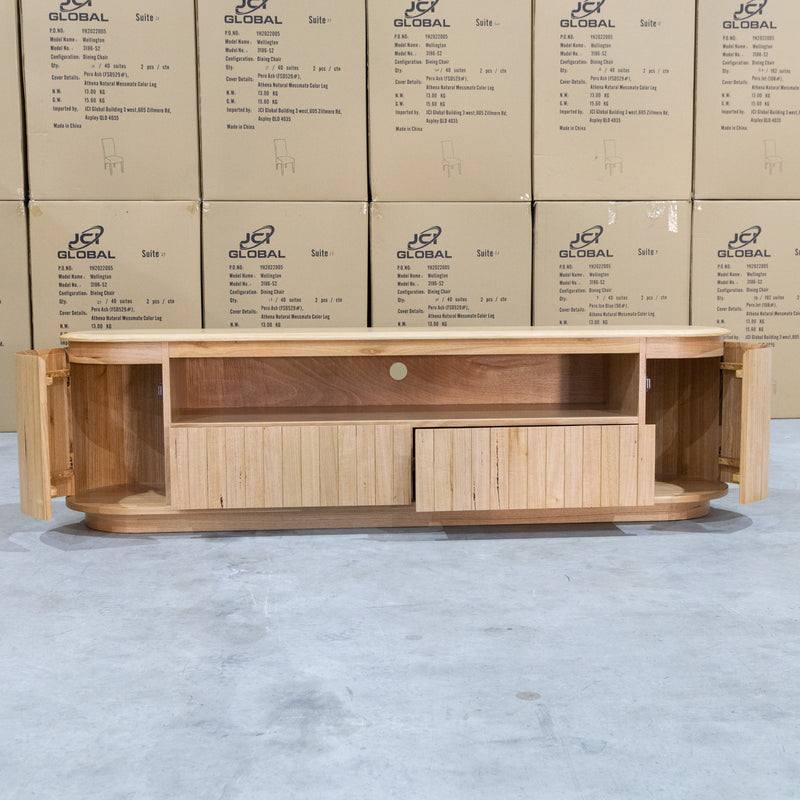 The Semillon New Zealand Ash 2 Drawer Entertainment Unit - Natural available to purchase from Warehouse Furniture Clearance at our next sale event.