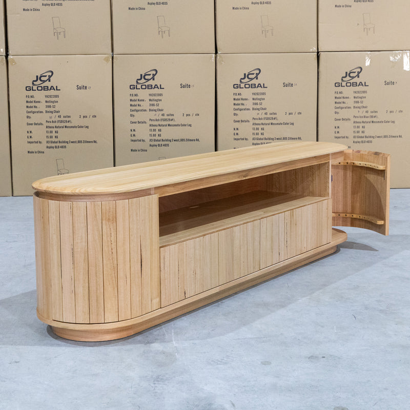 The Semillon New Zealand Ash 2 Drawer Entertainment Unit - Natural available to purchase from Warehouse Furniture Clearance at our next sale event.