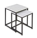 The Set of 2 Stone Side Tables with Black Base - Natural Stone/Black - BX84 - Available In-Store Only available to purchase from Warehouse Furniture Clearance at our next sale event.