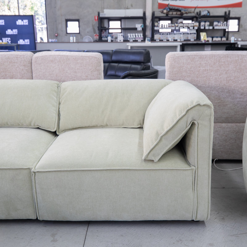 The Sienna Feather & Foam Modular Corner Lounge with Ottoman - Pistachio