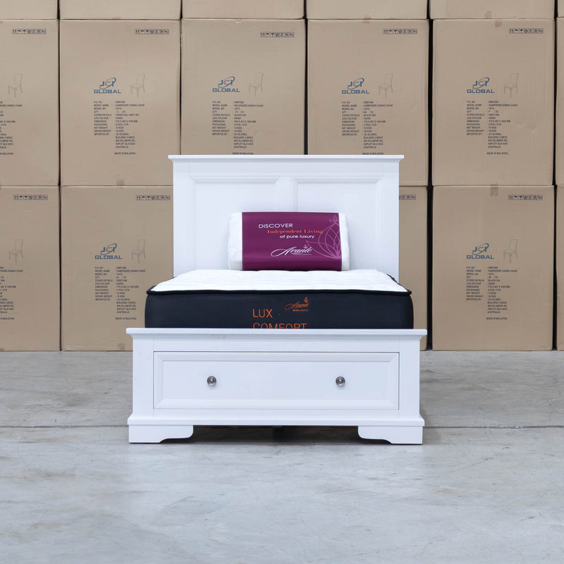 The Sala Hardwood King Single Storage Bed available to purchase from Warehouse Furniture Clearance at our next sale event.