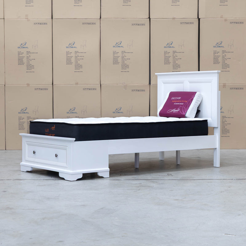 The Sala Hardwood King Single Storage Bed available to purchase from Warehouse Furniture Clearance at our next sale event.