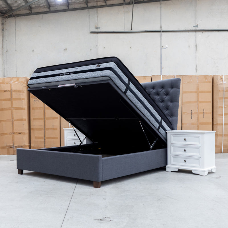 The Sloane Queen Fabric Gas Lift Bed - Charcoal