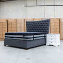 The Sloane King Fabric Gas Lift Bed - Charcoal available to purchase from Warehouse Furniture Clearance at our next sale event.