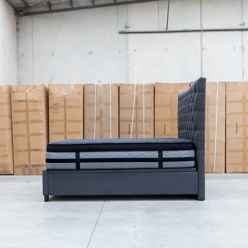 The Sloane Queen Fabric Gas Lift Bed - Charcoal