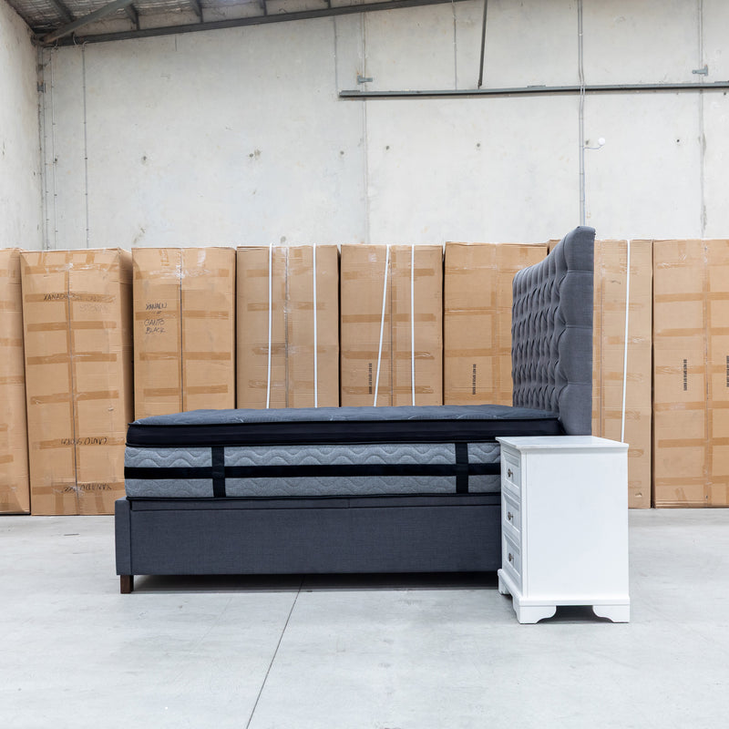 The Sloane Queen Fabric Gas Lift Bed - Charcoal