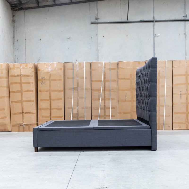 The Sloane Queen Fabric Gas Lift Bed - Charcoal