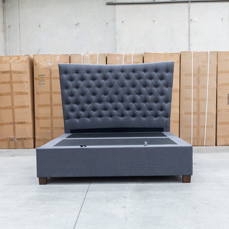 The Sloane Queen Fabric Gas Lift Bed - Charcoal