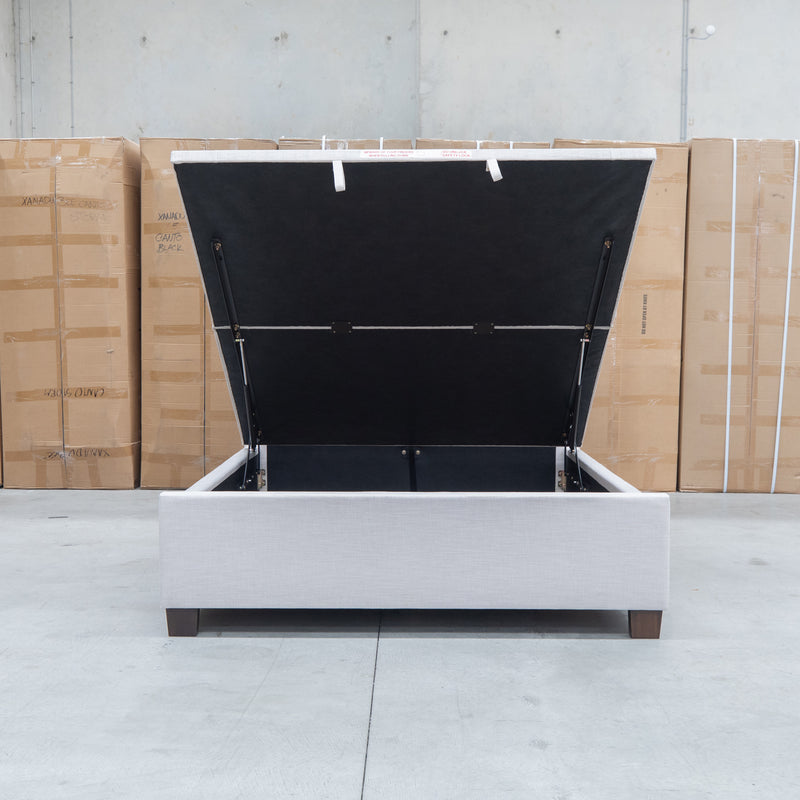 The Sloane Queen Fabric Gas Lift Bed - Oat