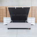 The Sloane King Fabric Gas Lift Bed - Oat available to purchase from Warehouse Furniture Clearance at our next sale event.
