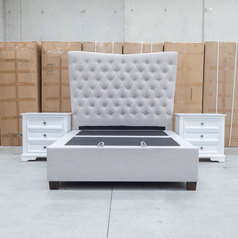 The Sloane Queen Fabric Gas Lift Bed - Oat