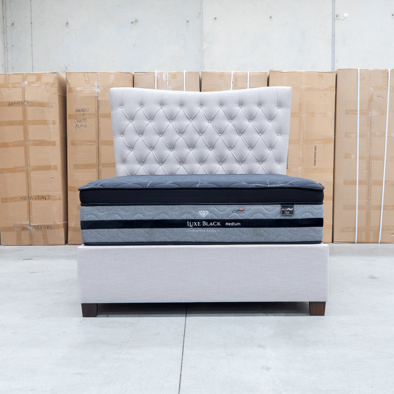 The Sloane Queen Fabric Gas Lift Bed - Oat